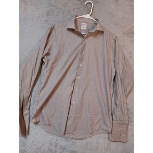 Brooks Brothers Shirt Mens 16 36 French Cuff Marron Green Made USA Dress Formal